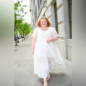 SPELL Lottie Gown in White Eyelet with Half Slip